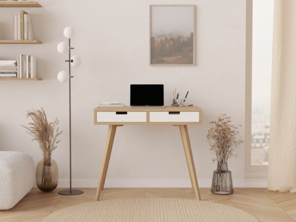 Moderní dřevěný psací stůl se 2 zásuvkami, 90 cm