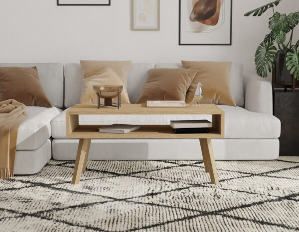 Moderní nízký dubový konferenční stolek, 100 cm