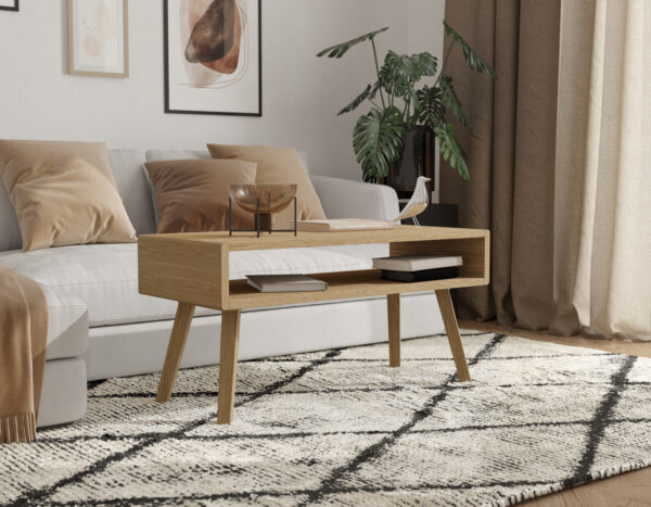 Moderní nízký dubový konferenční stolek, 100 cm