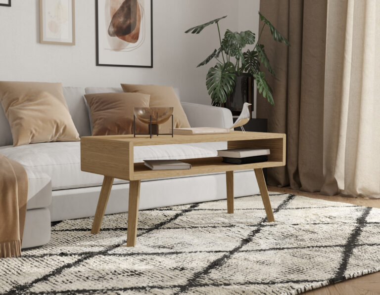 Moderní nízký dubový konferenční stolek, 100 cm