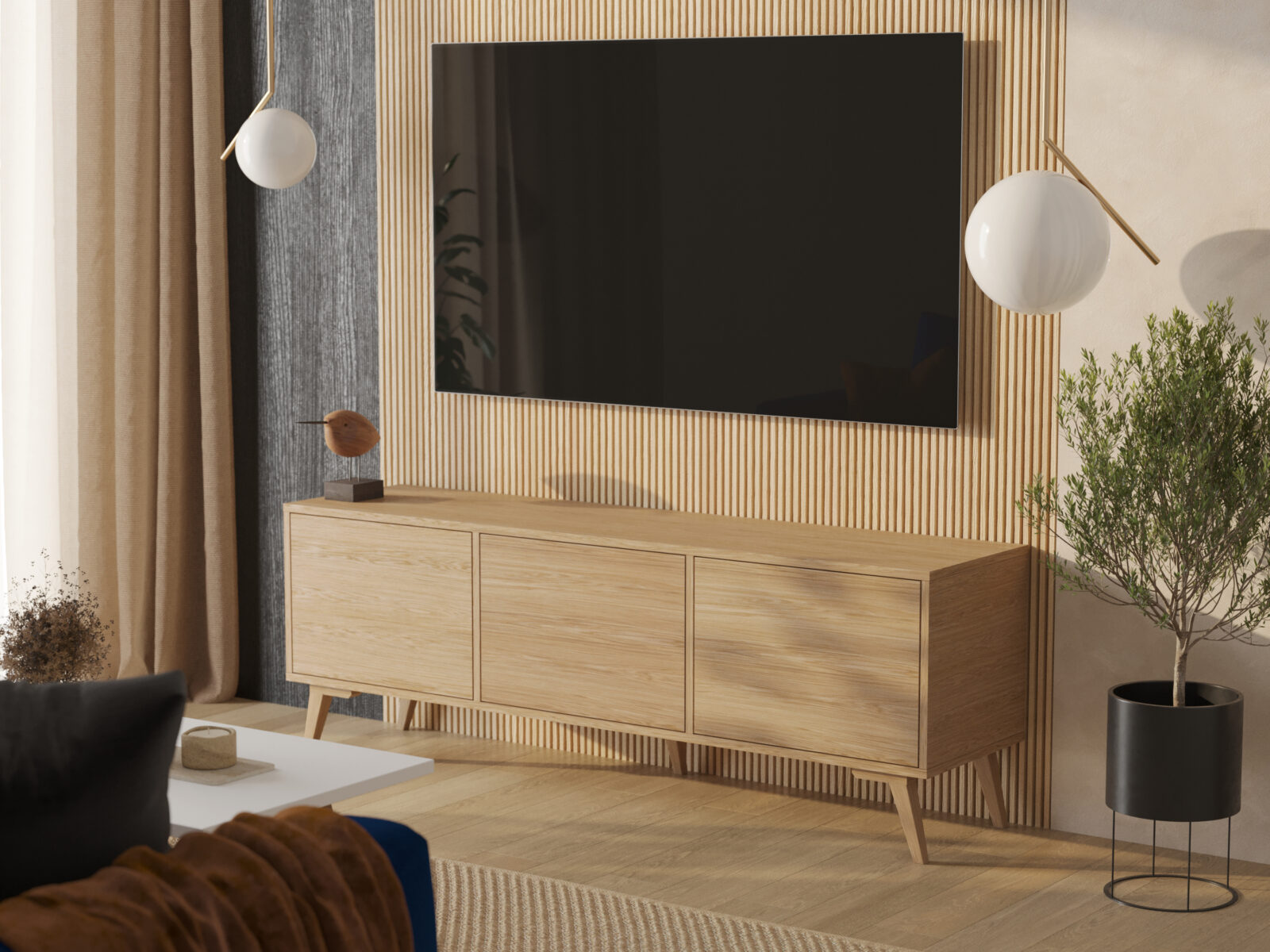 Dřevěný TV stolek, 180 cm
