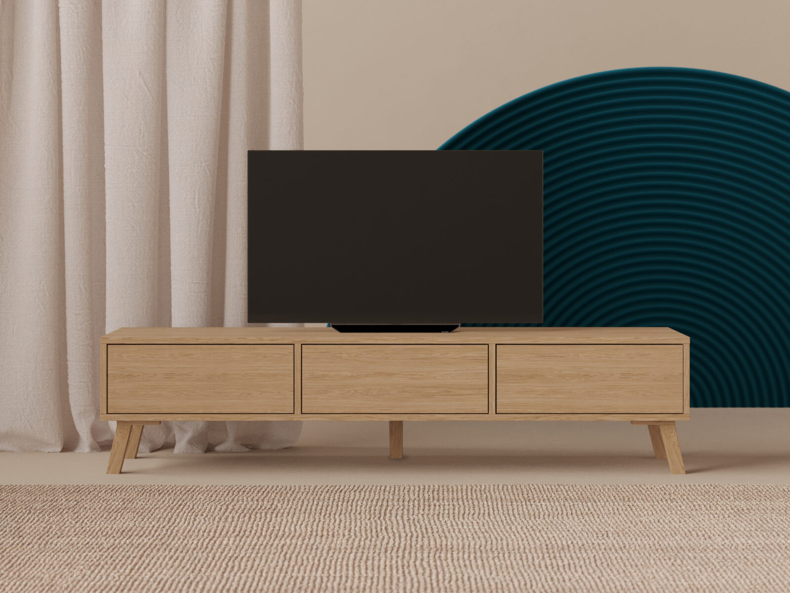 Dubový TV stolek, 180 cm