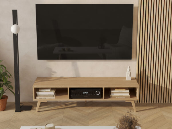 Dřevěný TV stolek s otevřenou policí, 150 cm