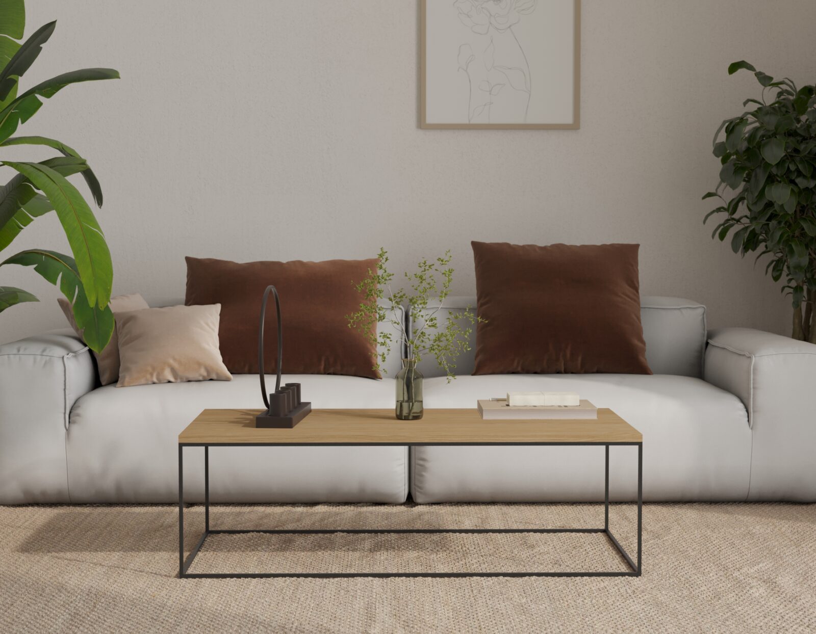 Minimalistický nízký dubový konferenční stolek, 100 x 50 cm