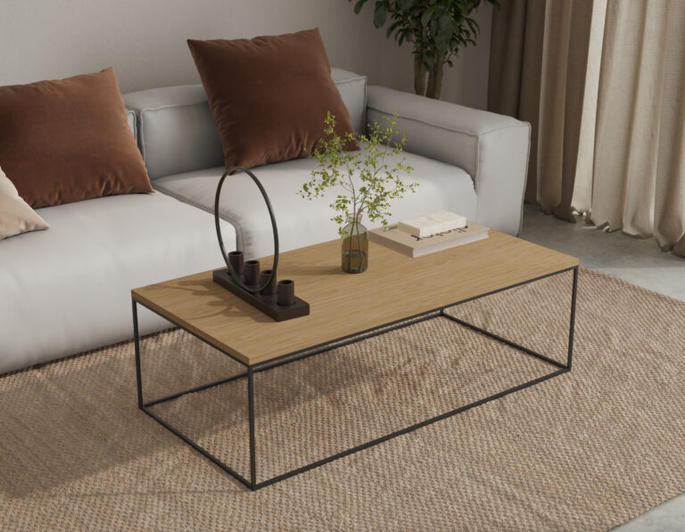 Minimalistický nízký dubový konferenční stolek, 100 x 50 cm