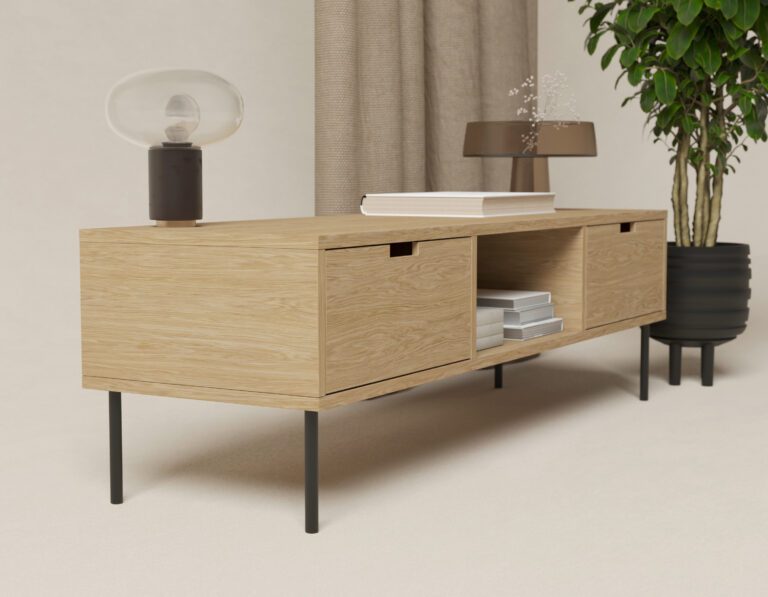 Industriální dřevěný TV stolek, 150 cm