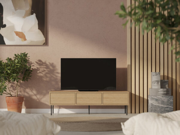 Industriální dubový TV stolek, 150 cm