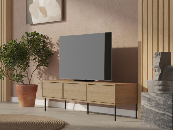 Industriální dubový TV stolek, 150 cm