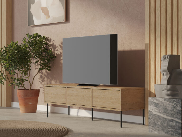 Industriální dubový TV stolek, 150 cm
