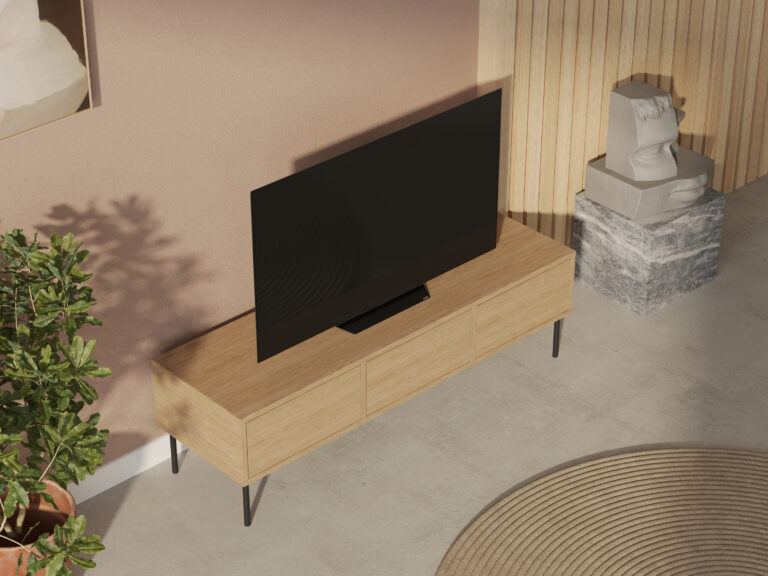 Industriální dubový TV stolek, 150 cm