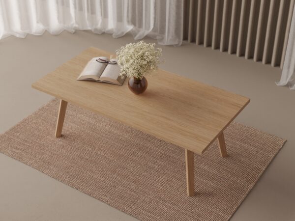Nízký obdélníkový dřevěný konferenční stolek, 90-110 cm
