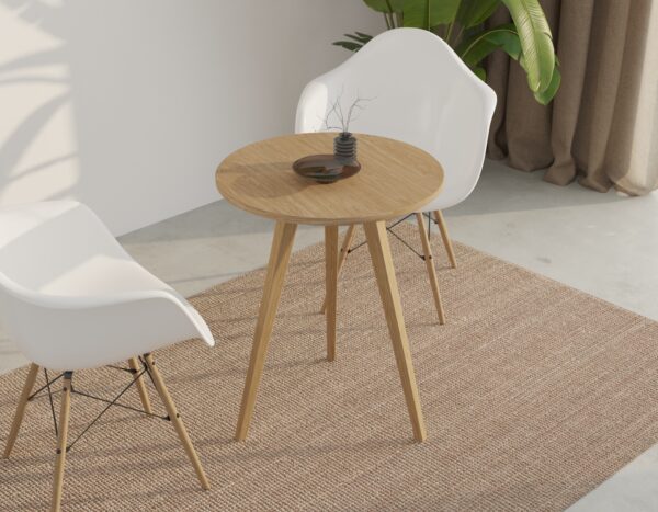 Kulatý odkládací stolek z masivního dubu, 60 cm