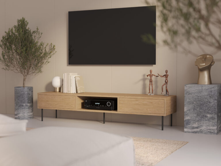 Industriální dubový TV stolek, 200 cm