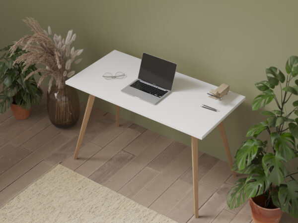 Minimalistický psací stůl s bílou deskou, 90 cm