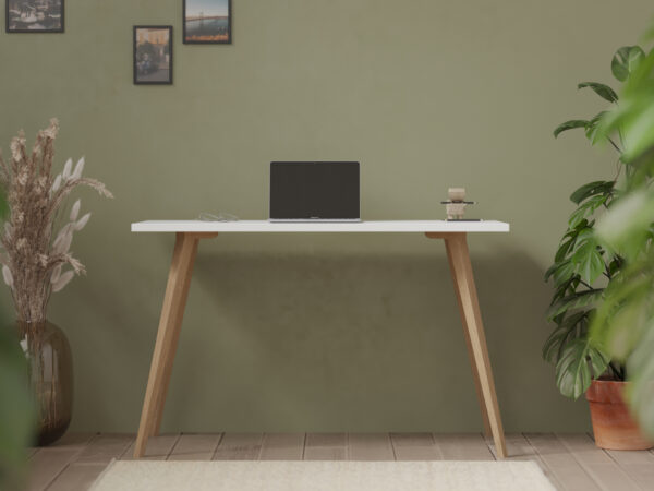 Minimalistický psací stůl s bílou deskou, 90 cm
