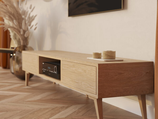 Moderní dubový TV stolek, 200 cm