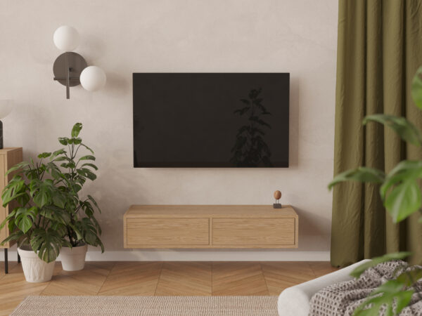 Moderní kompaktní závěsný TV stolek, 120 x 45 cm