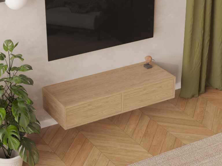 Moderní kompaktní závěsný TV stolek, 120 x 45 cm