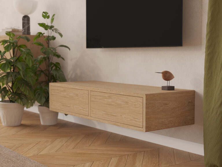 Moderní kompaktní závěsný TV stolek, 120 x 45 cm