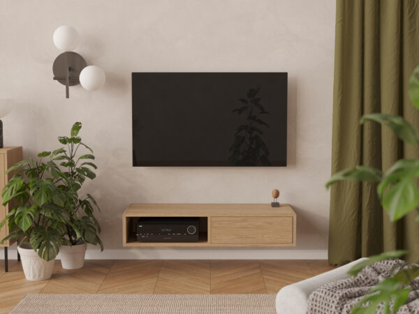 Moderní závěsný dřevěný TV stolek, 120 cm