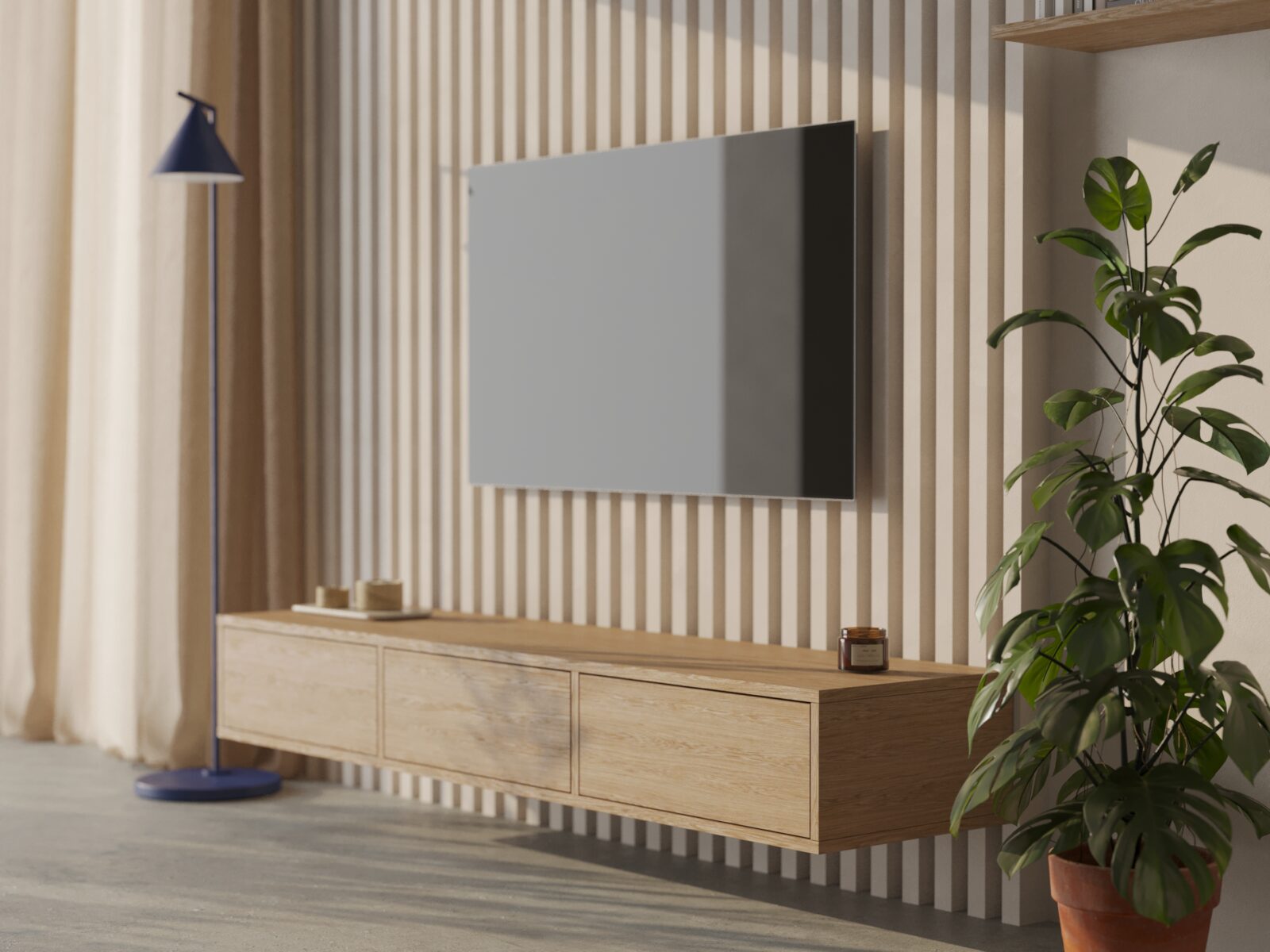 Moderní závěsný TV stolek, 180 cm