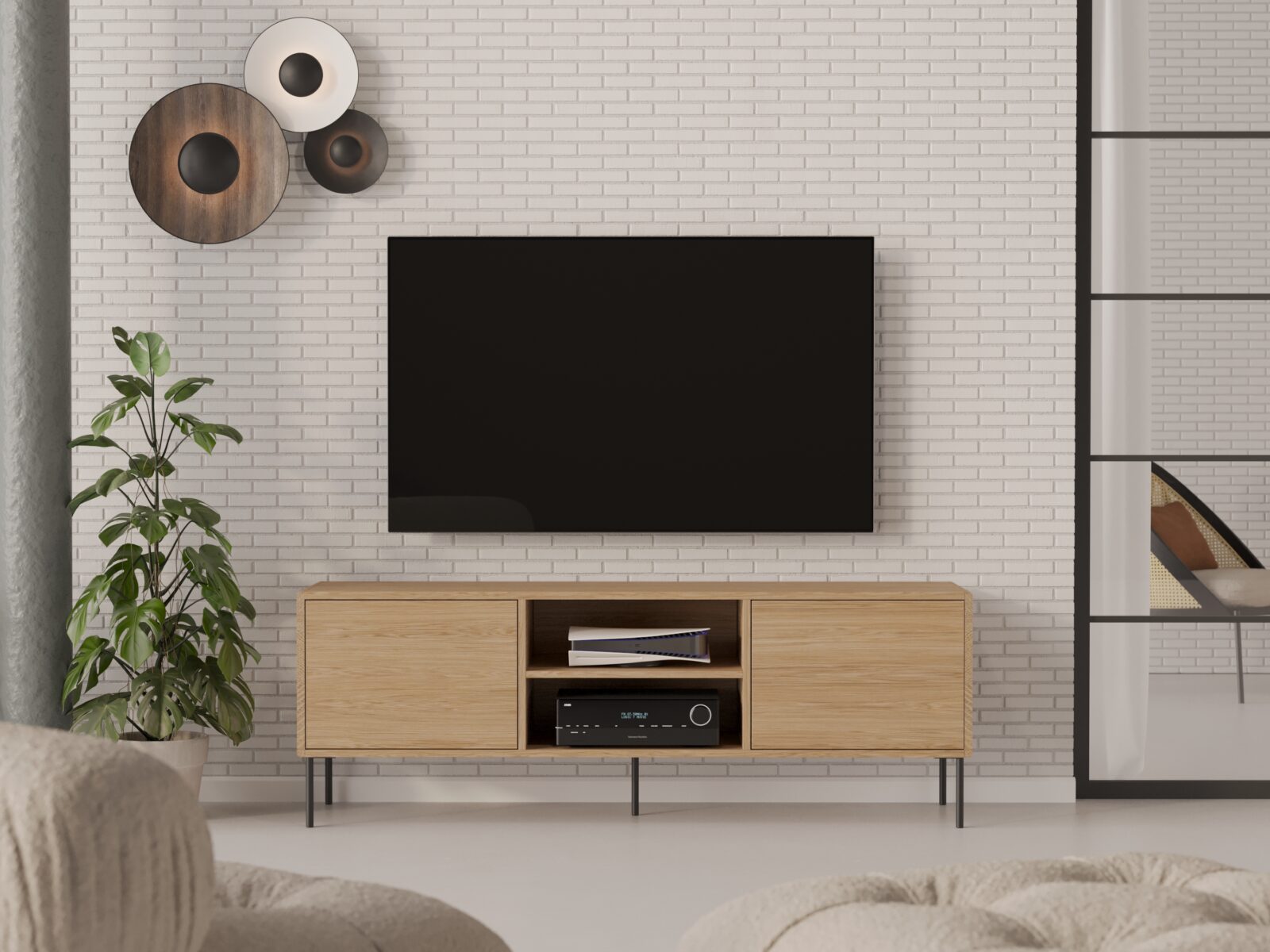 Moderní dřevěný TV stolek
