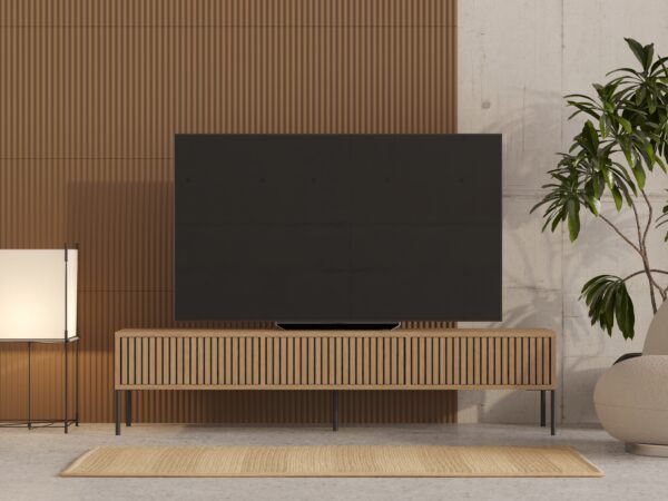 Meuble TV 180 cm avec lames de chêne,