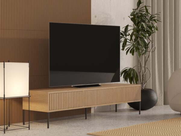 Meuble TV 180 cm avec lames de chêne,