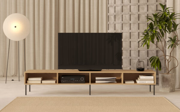 Moderní dlouhý dřevěný TV stolek, 240 cm